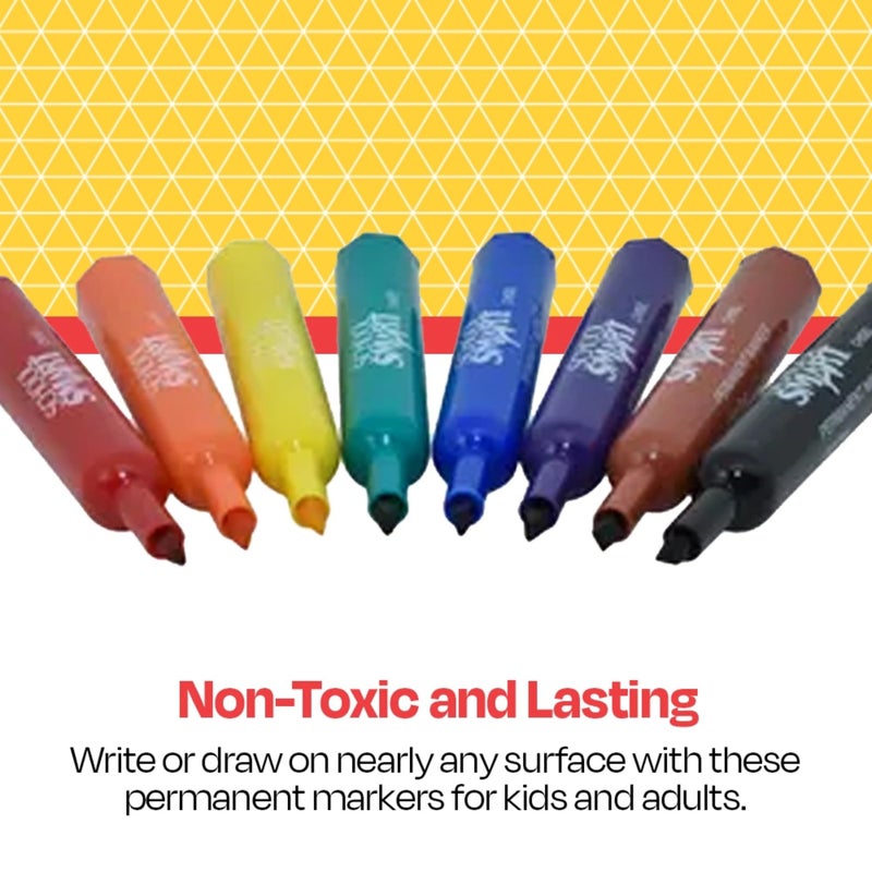 School Smart مجموعة علامات دائمة School Smart 1354254، طرف عريض، ألوان متنوعة (عبوة من 8)، 0.63 ارتفاع × 5.25 طول × 5 عرض - Image 5